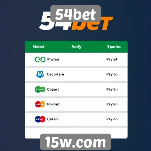 Métodos de pagamento aceitos na 54bet